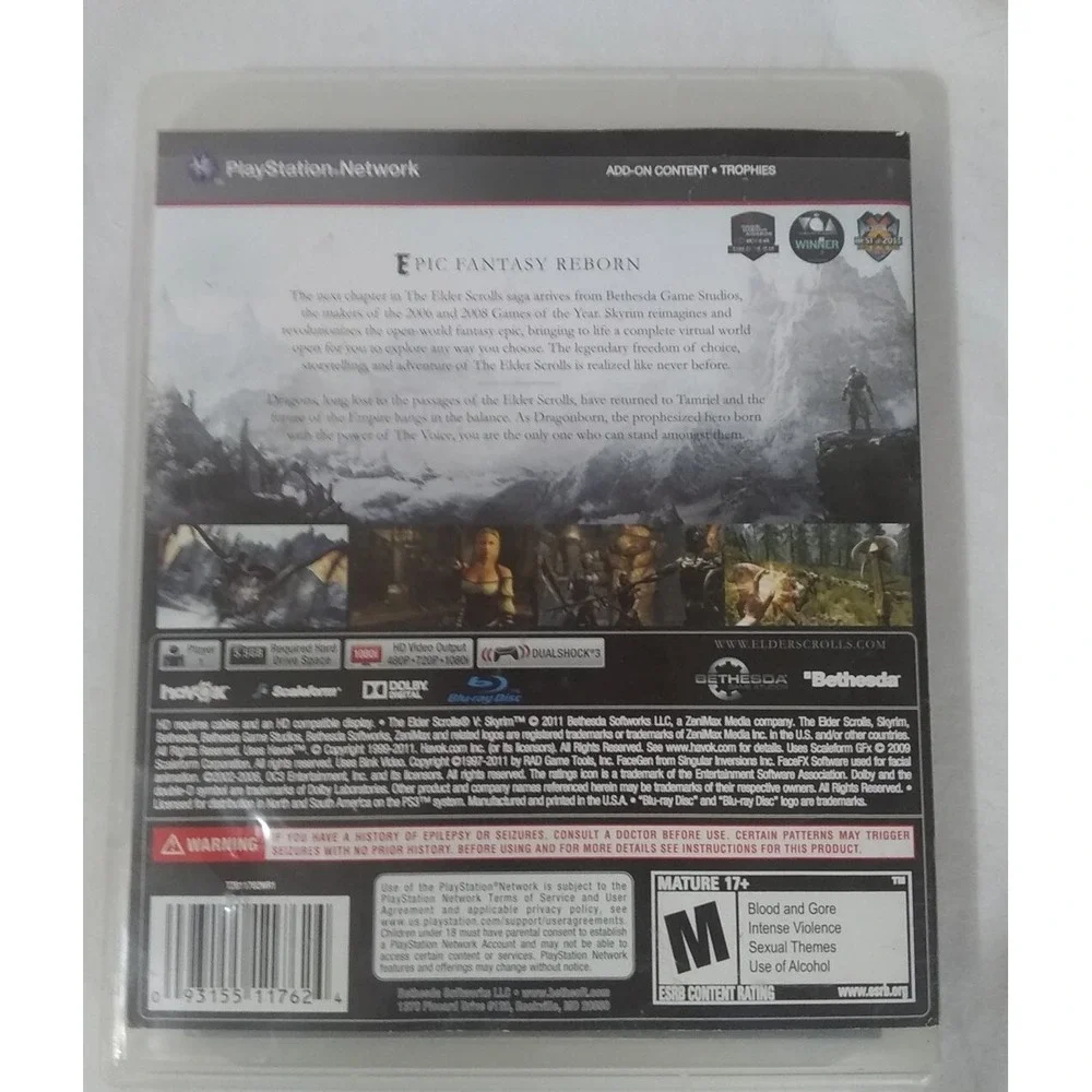 The Elder Scrolls V 5‎ Skyrim Game 2011 Play Station 3 PS3 CIB Complete In Box